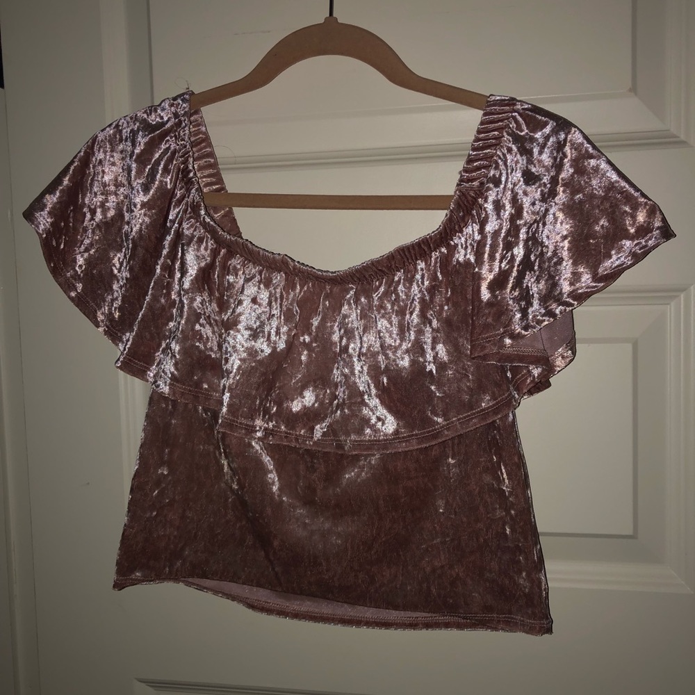 Pink velvet crop top